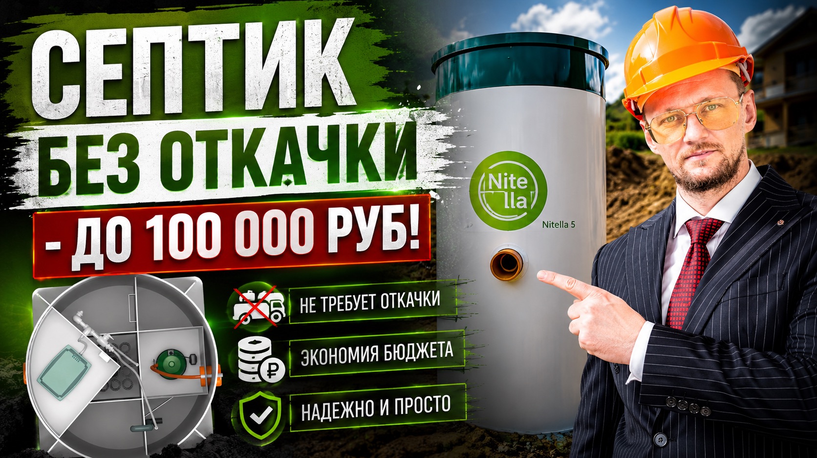 Септик для частного дома без откачки! Станция биологической очистки Нителла! #септикдлядома