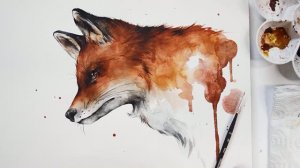 Рисуем лису акварелью