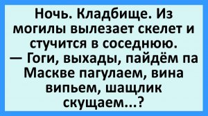 Ночь. Кладбище. Из могилы вылезает скелет и стучится в соседнюю... | Анекдоты смешные | Юмор