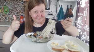 мукбанг/ овощное рагу с фунчозай/ яйцо и сыр/