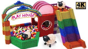 DIY How To Make Slide Playhouse From Magnetic Balls ( Satisfaction ) | Magnet World 4K