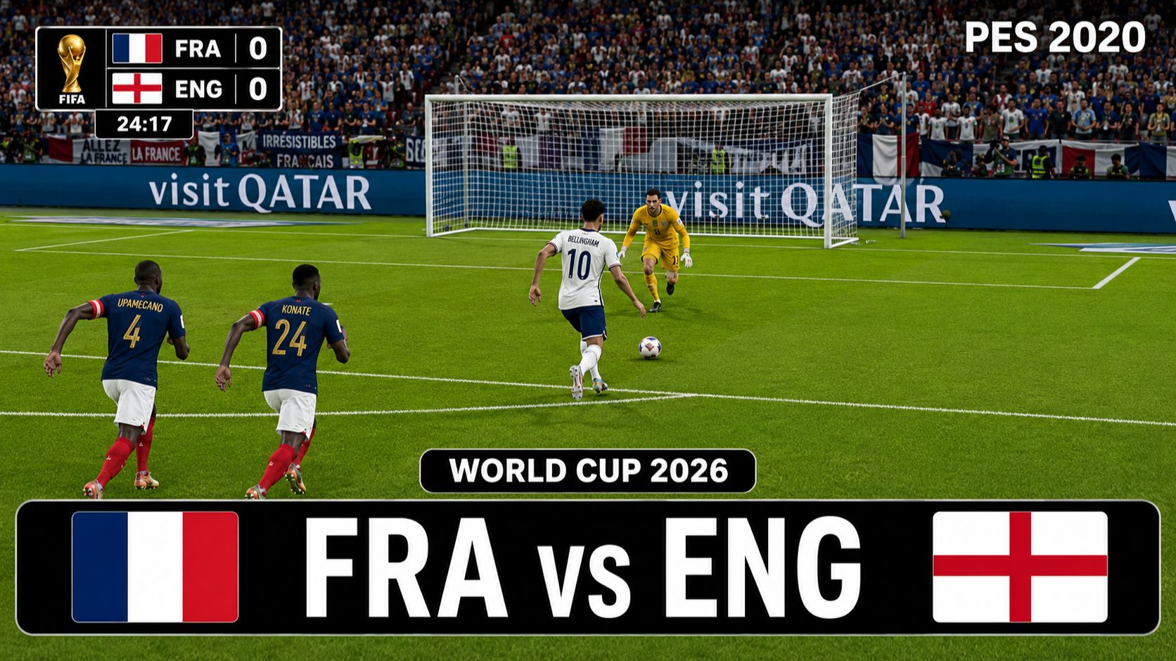 Франция — Англия | World Cup 2026 | WC26 Football Match | PES 2020 Gameplay смотреть онлайн