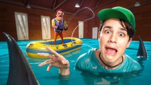 УБЕГАЮ от СОСЕДА-ЛЮДОЕДА из ЕГО ДОМА с БАССЕЙНОМ!😱 АКТ 2 HELLO NEIGHBOR😭
