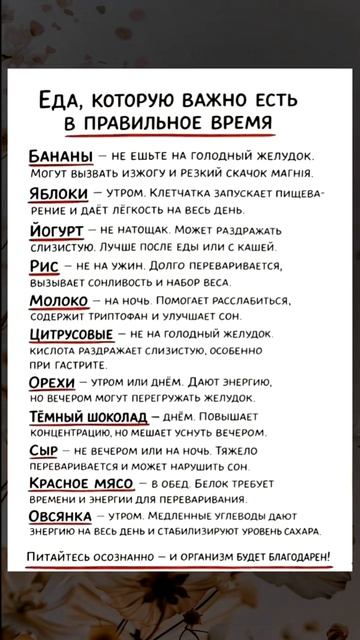 Еда в нужное время