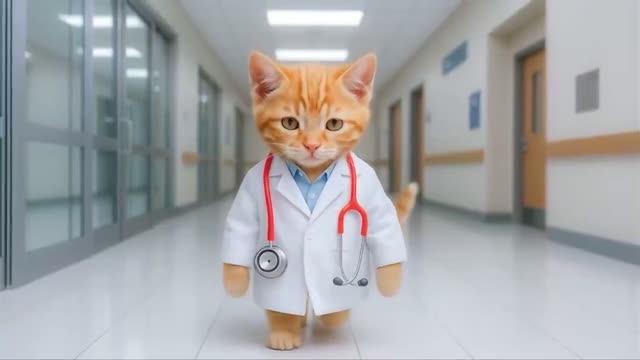 Кошка мама и котенок в больнице. Новые приключения.