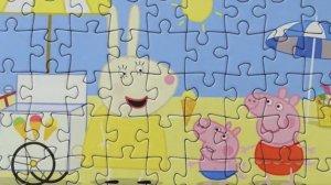 пазл Свинка Пеппа и Джордж едят мороженое -Собираем пазлы Peppa pig детям