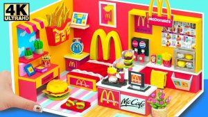 (Легко) Превратите мини-комнату в очень милый ресторан McDonald's из картона #Миниатюрный дом с