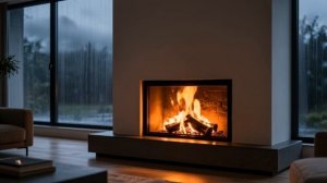 Сильный дождь и камин для сна 🌧️ Белый шум, дождь и потрескивание огня | 4+ часа