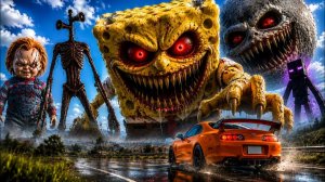 Супра🚗 против 15 гигантских монстров! (Губка Боб, Мун Вейк Ап, Сайрен Хэд)
