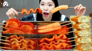 Мукбанг - морепродукты и острая лапша и лапша с чёрным соусом