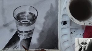 Акварельная монохромная живопись. Как рисовать по стекло.