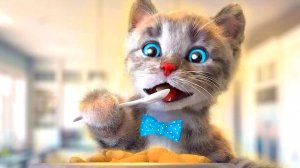 Забавный мультяшный котёнок, п