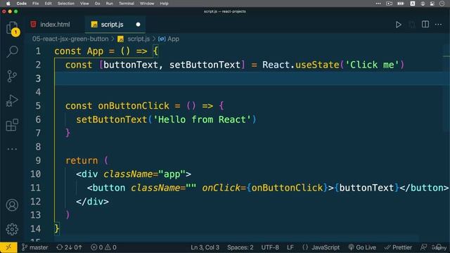 70 - Изменение стилеи кнопки при нажатии с помощью React