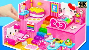 Как сделать розовый домик Hello Kitty с милой спальней и кухней из картона ❤️ Миниатюрный домик