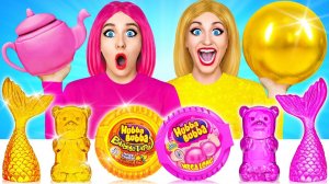 Челлендж с едой# Розовое vs Золотое # Едим продукты одного цвета! Мокпан от Multi Do