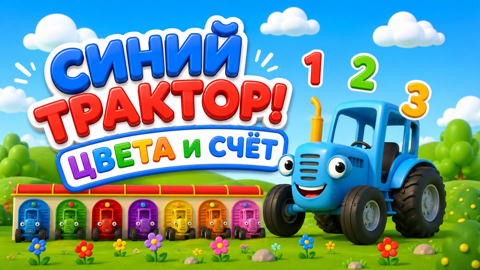 Синий Трактор и Друзья! Учим цвета и счет | Мультики для малышей