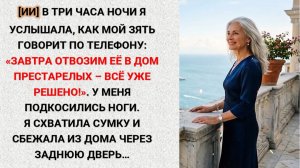 [ИИ] • 15 • Среди ночи я услышала, как мой зять говорит, что завтра отвезет меня в дом престарелых