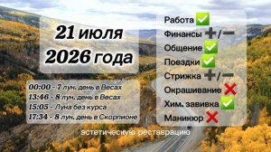Гороскоп 21 июля 2026 года, лунный день