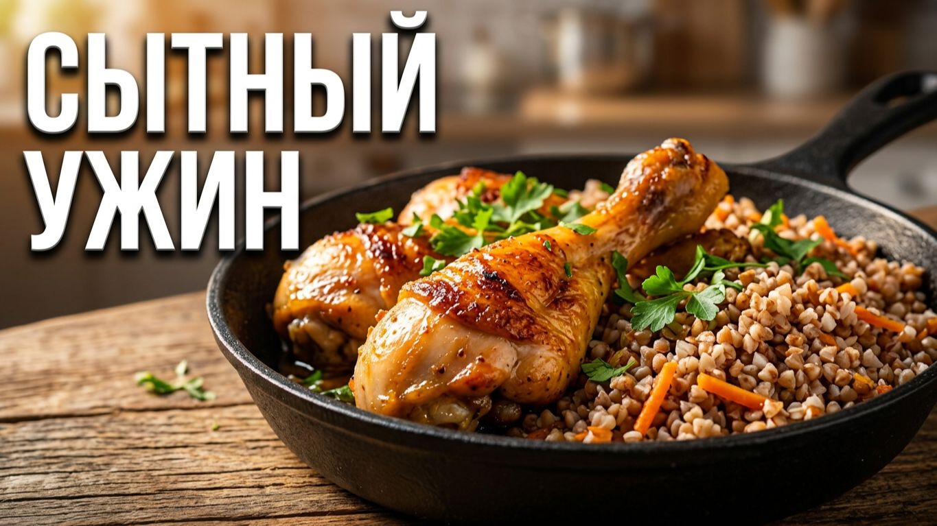 Ужин в одной сковороде за 30 минут! Сочная гречка с курицей🍗 Бюджетно и сытно