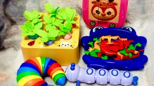 🌈 Развивающие игрушки. «Учим цвета с гусеничкой и морковками🧸ASMR Часть 6🎀🪄🎁