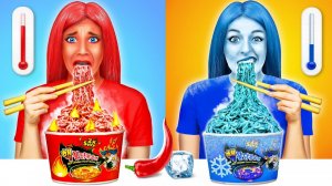 Холодное vs Горячее и Красное против Синего # Едим продукты одного цвета 24 часа Multi DO Chall