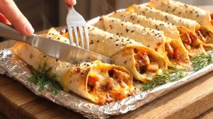 САМАЯ ВКУСНАЯ ЗАКУСКА из лаваша за 30 минут! Куриные рулетики из лаваша. Простой рецепт без хлопот