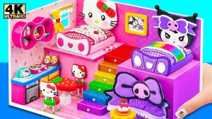 Сделать домик Hello Kitty с двумя спальнями и фиолетовой комнатой для Куроми из картона — Миниа