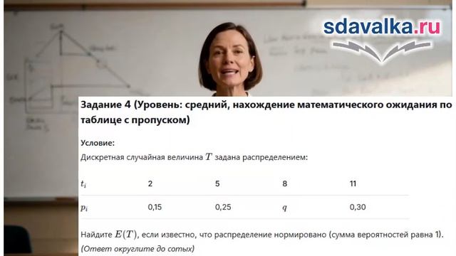 ВиС 11 класс. Урок 2. Тест 2. Математическое ожидание случайной величины. смотреть онлайн