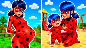 😳 ЛЕДИ БАГ БЕРЕМЕННА и РОДИЛА РЕБЁНКА ДОЧКУ в МАЙНКРАФТ МУЛЬТИК