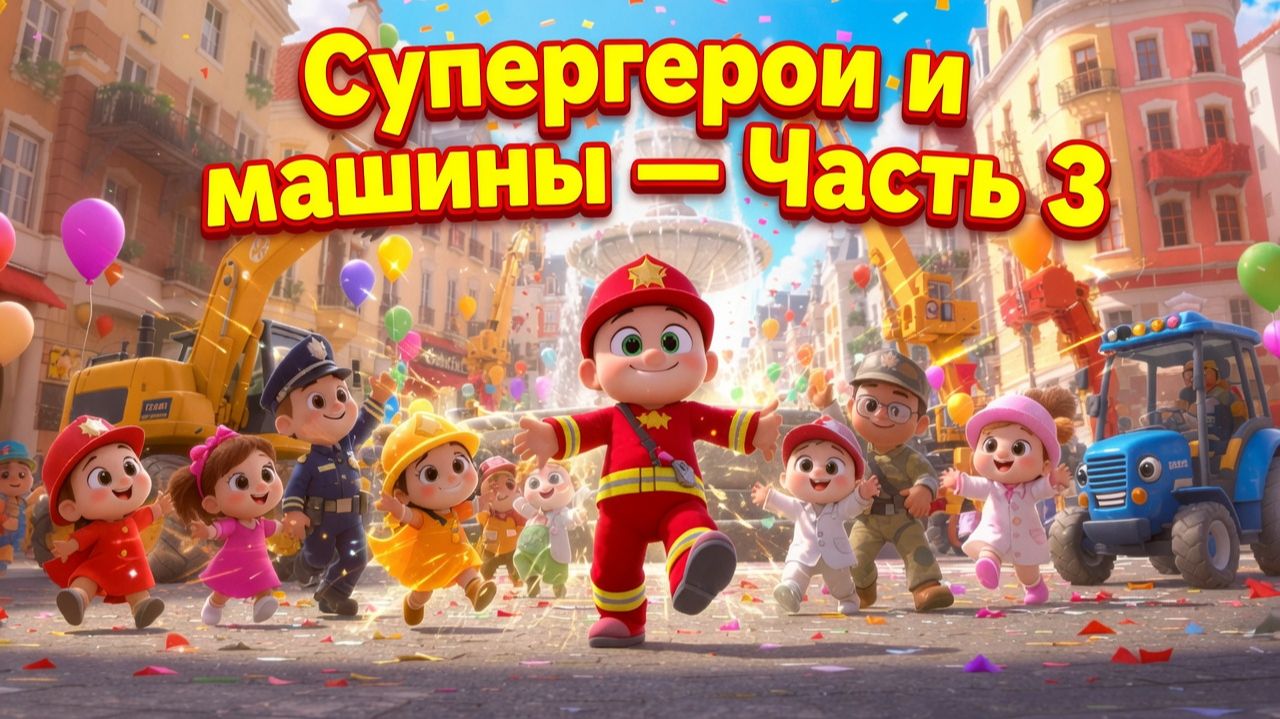 🚒 Супергерои — это мы! | Детская песня про добрые профессии и машинки