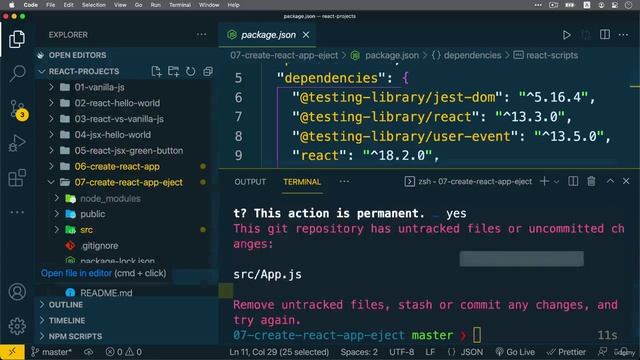 107 - Отключение reactscripts с помощью npm run eject