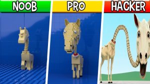 LEGO ГОЛОДНАЯ Лошадь с Длинной Шеей!  Noob, Pro, HACKER! Ужастики Minecraft!