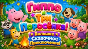 🦛🐷 Гиппо и Три Поросёнка! 🏡 Большое Сказочное Приключение 🌈 Развивающий Мультфильм Для Детей