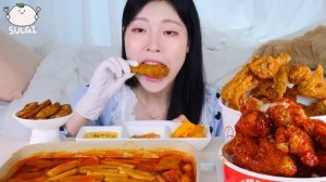 Мукбанг - курица и токпокки - сытная порция