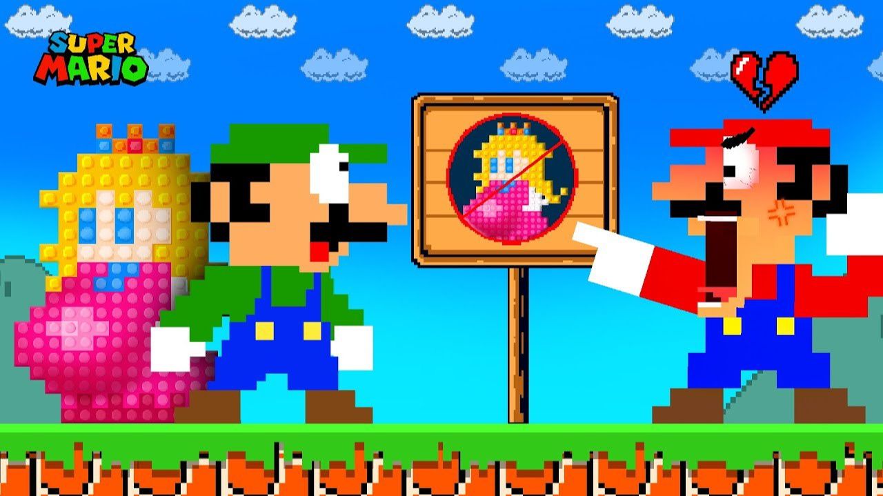 МАРИО И ЛУИДЖИ, НО ЛЕГО ПРИНЦЕССА ПИЧ ПОД ЗАПРЕТОМ В SUPER MARIO BROS.
