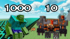 1000 мутантных зомби против 10 незеритовых чудовищ | Minecraft
