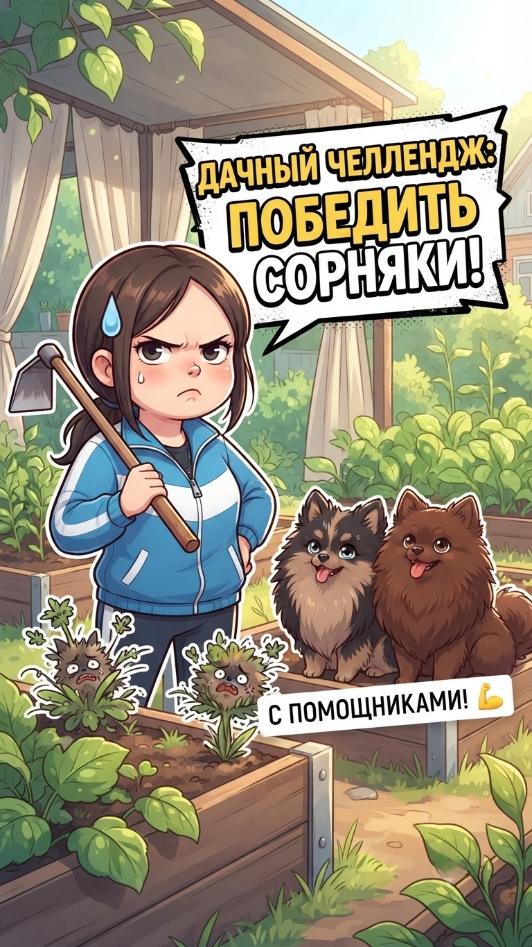 Битва с сорняками: собаки в шоке, хозяйка с тяпкой! 🌿😲 (2 часть)