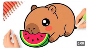 КАК ЛЕГКО НАРИСОВАТЬ МИЛУЮ КАПИБАРУ В СТИЛЕ КАВАЙ 🍉