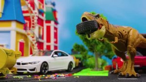 Игрушечный динозавр! Пожарная спасательная миссия с вертолетом 🦖 И другие игрушки детям