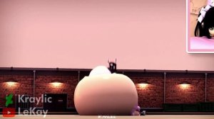 A girl with a big belly is jumping on another girl's huge belly