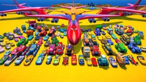 GTA V - Челлендж с многими машинами, самолеты, грузовики - Прохождение всех препятствий