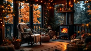 ОСЕННИЙ ВЕЧЕР С КАМИНОМ В ЛЕСНОМ ДОМИКЕ 🍁🔥 ТРЕСК КОСТРА И УЮТ ДЛЯ СНА