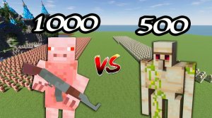 1000 свиней против 500 железных големов | Minecraft