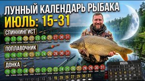Прогноз клева рыбы на вторую половину июля 2026 года Лунный календарь рыбалки