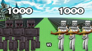 1000 незеритовых големов против 1000 скелетов-мутантов | Minecraft