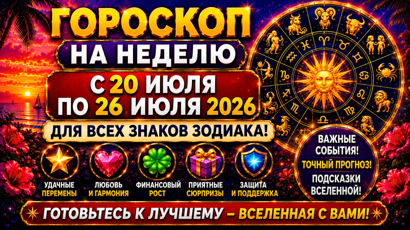 Гороскоп на неделю с 20 по 26 июля 2026 для всех знаков Зодиака