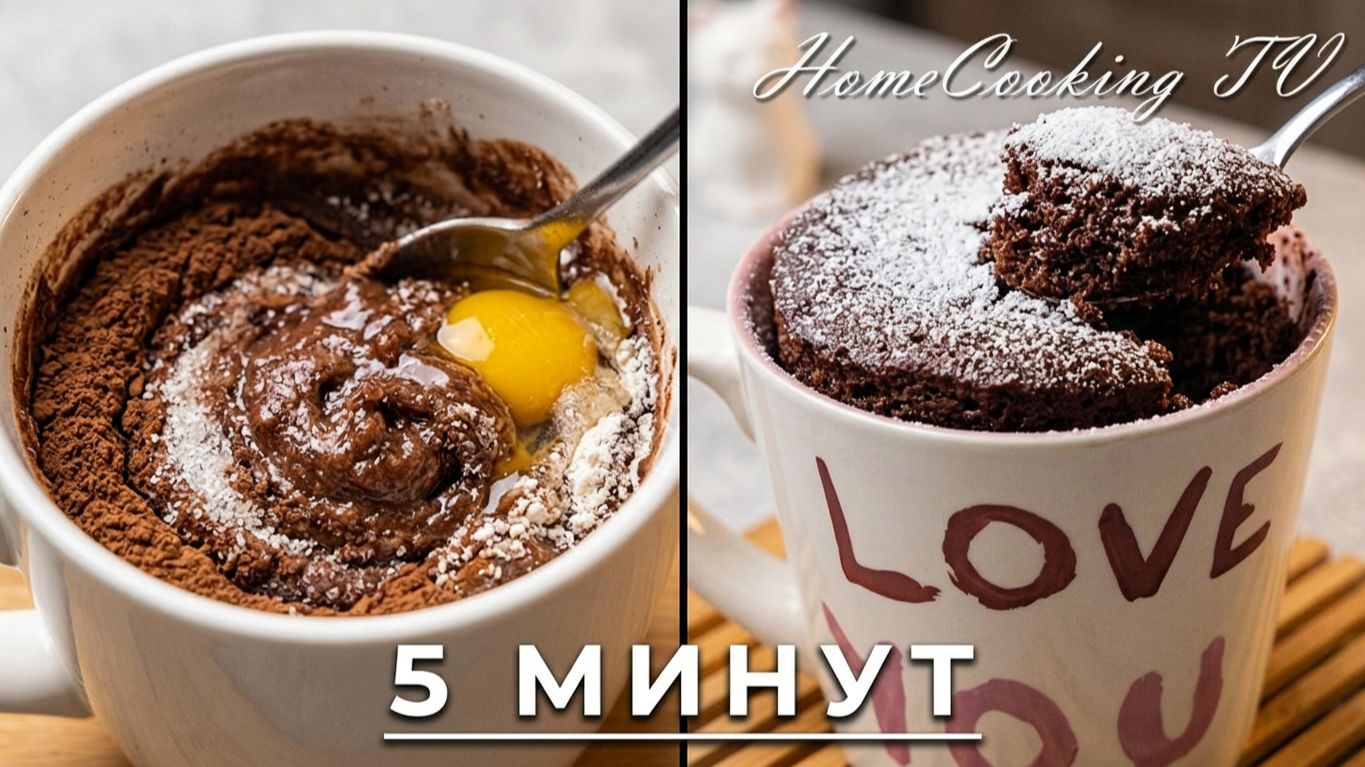 ☕️🍫Шоколадный кекс в кружке в микроволновке за 5 минут_ Выпечка к чаю _Рецепт кекса