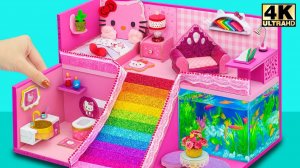 Сделайте супер милый радужный домик Hello Kitty с впечатляющим аквариумом для питомца 🌈💖 Миниат