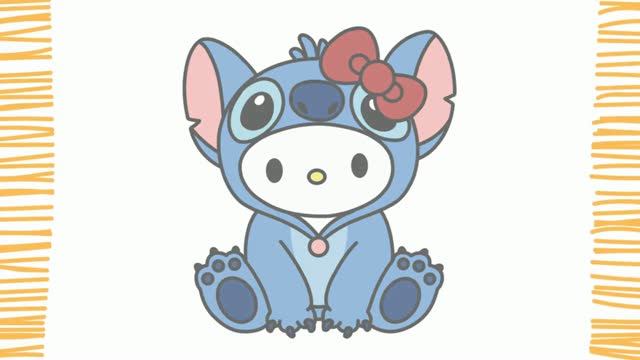 Как нарисовать Hello Kitty в одежде Стича | Пошагово | Очень легко смотреть онлайн