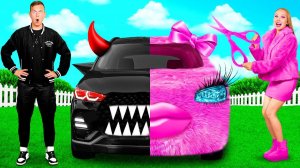 Розовая машина vs Черная машина Челлендж # Сумасшедший Челлендж